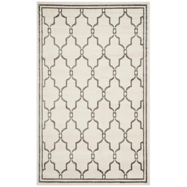 Flowers First 6 x 9 ft. Amherst Power Loomed Area Rug, Ivory & Grey - Medium Rectangle FL1909609 - main
